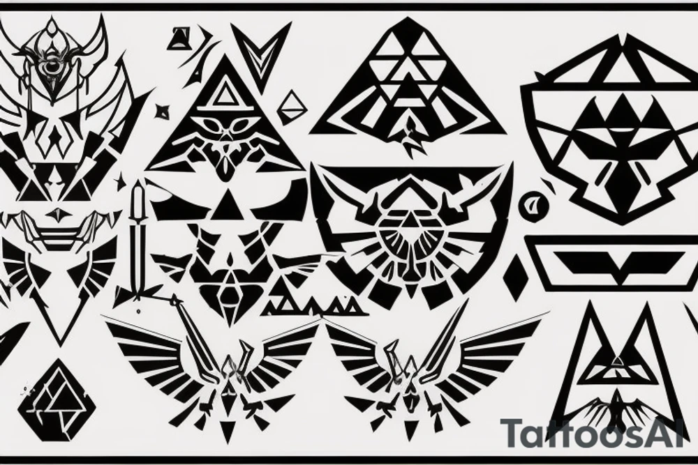 Legend of Zelda, sheikah technology, Master sword, Triforce, Ganon tattoo idea