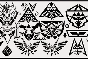 Legend of Zelda, sheikah technology, Master sword, Triforce, Ganon tattoo idea