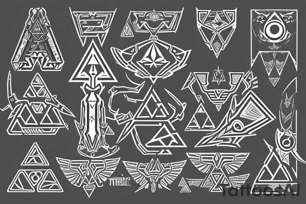 Legend of Zelda, sheikah technology, Master sword, Triforce, Ganon tattoo idea