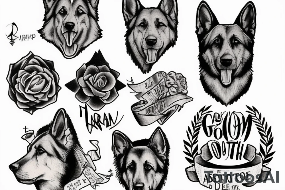 Adoption, struggle, triumph, courage, death, German shepherd, god tattoo idea