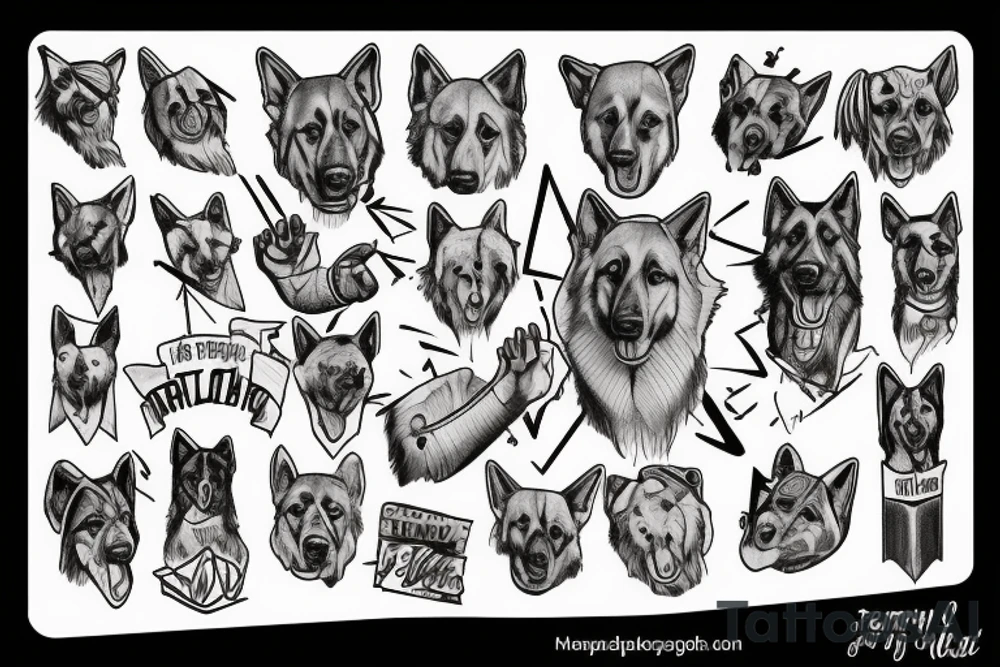 Adoption, struggle, triumph, courage, death, German shepherd, god tattoo idea