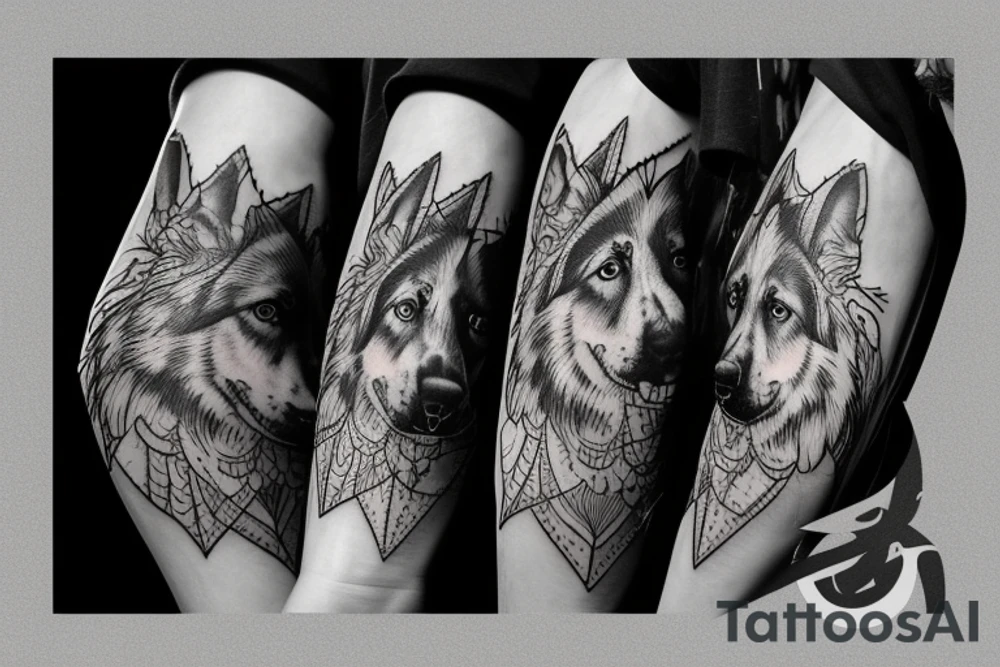 German shepherd protecting human tattoo idea