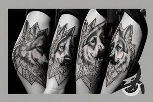 German shepherd protecting human tattoo idea