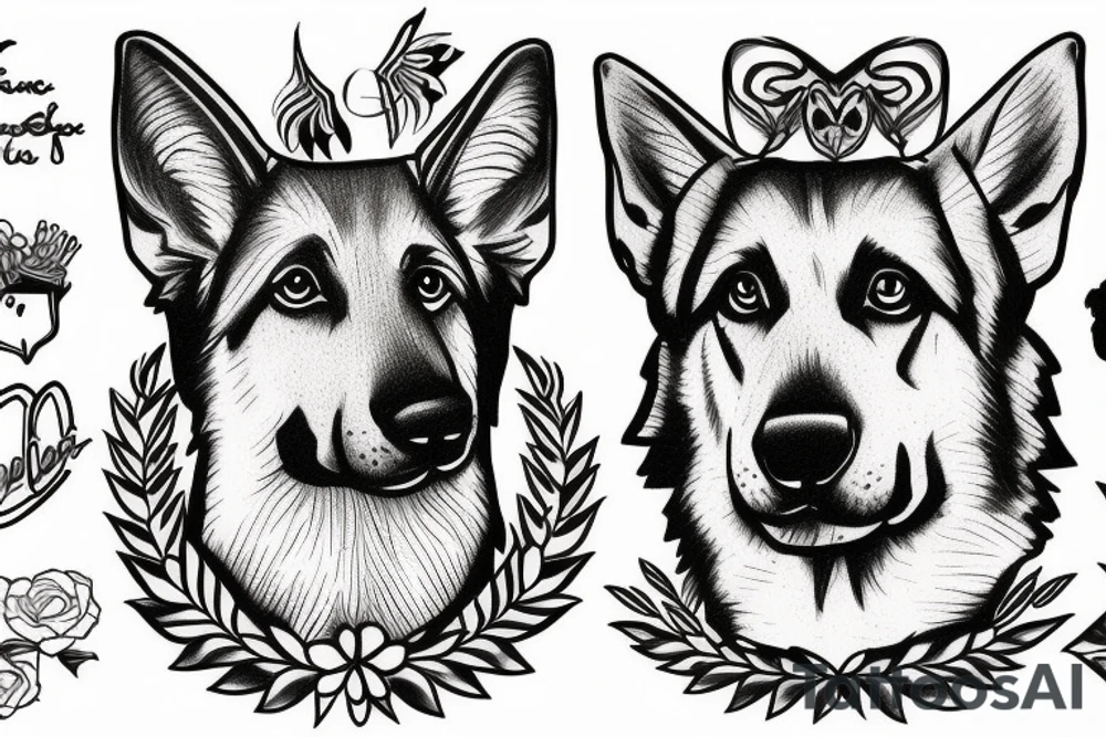 German shepherd protecting human tattoo idea