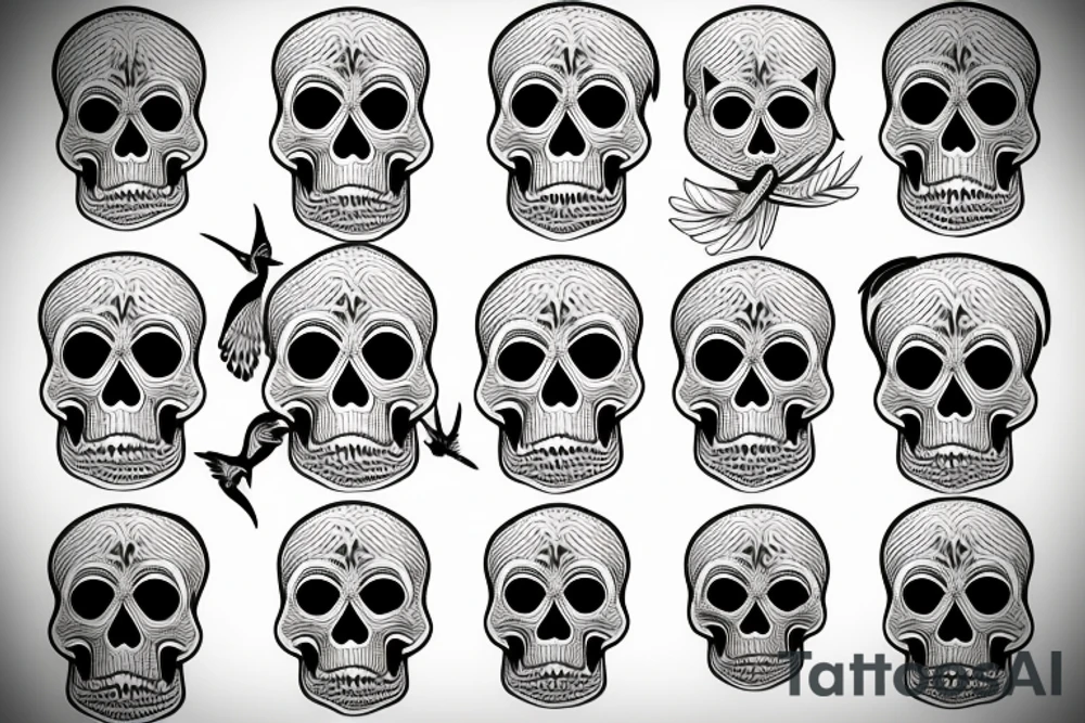 skull bird tattoo idea