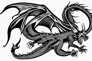 a dragon flying with his shadow under him tattoo idea