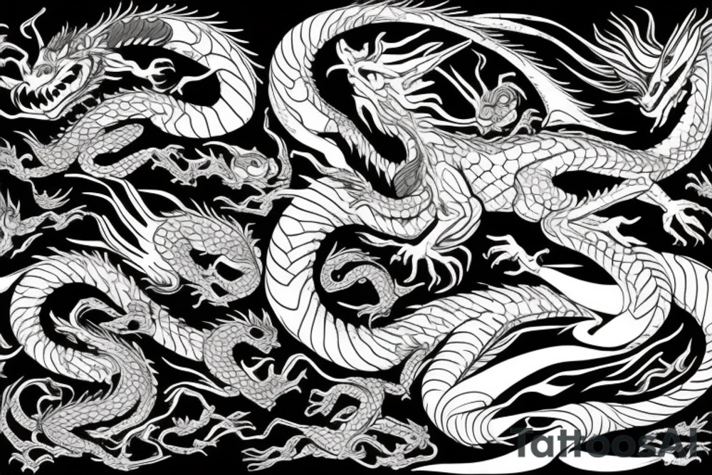 a dragon flying with his shadow under him tattoo idea