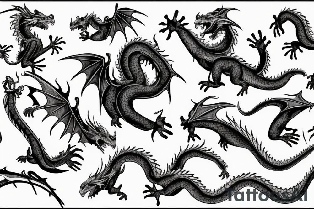a dragon flying over his own shadow tattoo idea