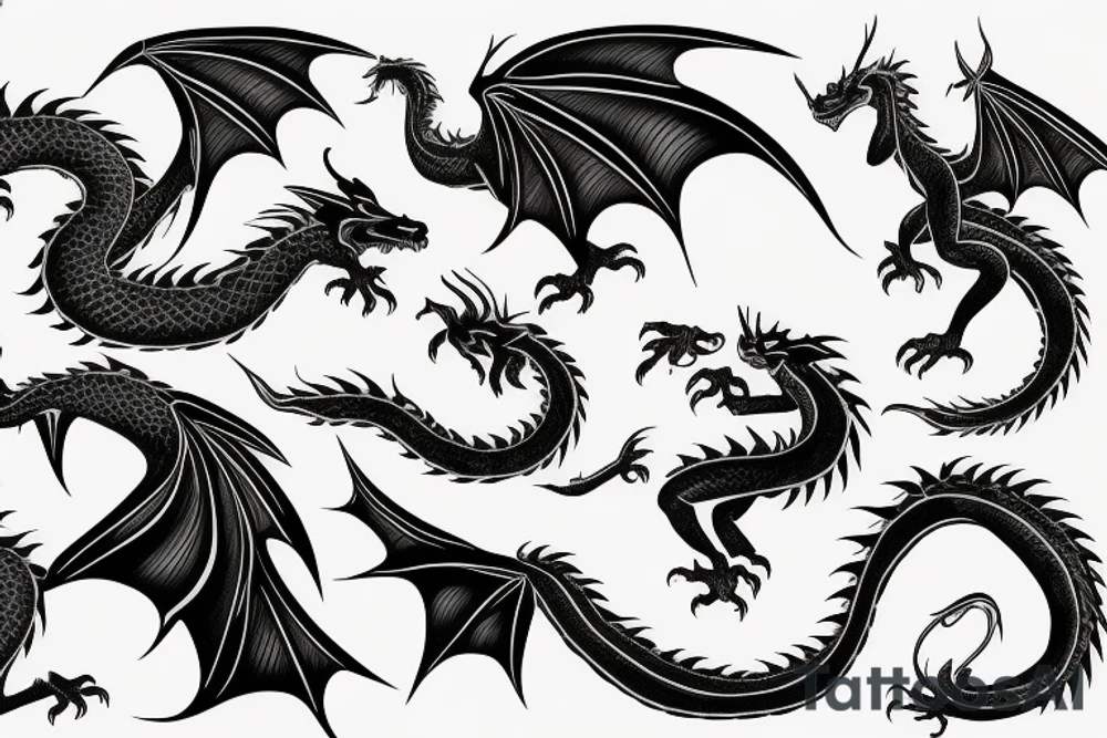 a dragon flying over his own shadow tattoo idea