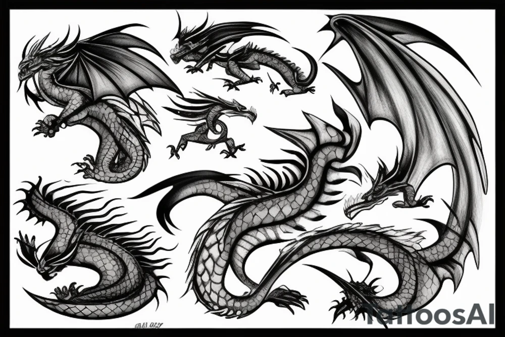 one dragon flying over his own shadow tattoo idea