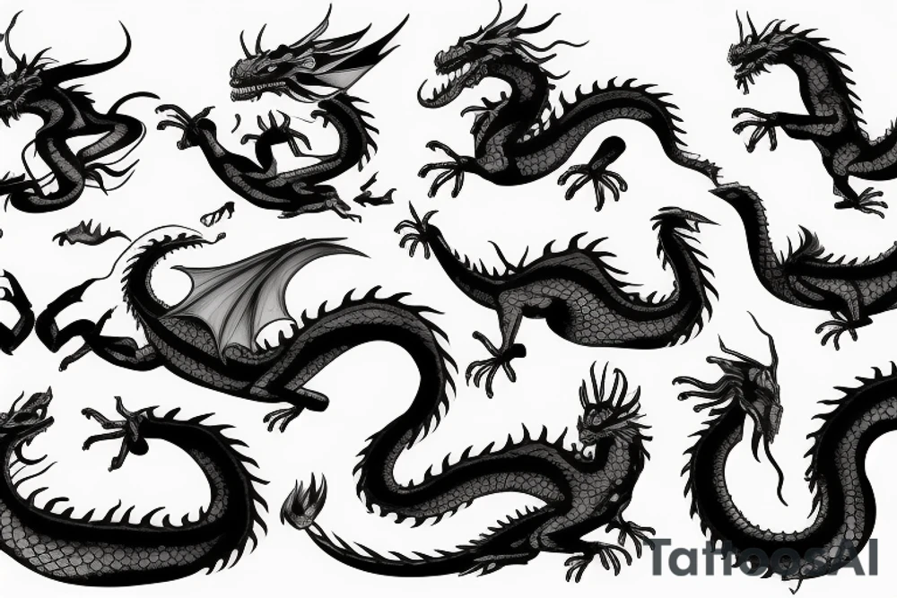 one dragon flying over his own shadow tattoo idea