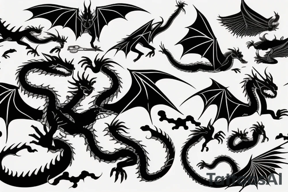one dragon flying, his shadow reflecting under him tattoo idea one dragon flying, his shadow reflecting under him tattoo idea