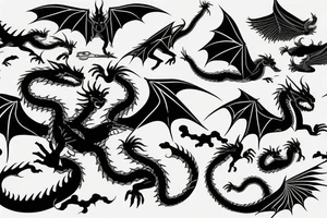 one dragon flying, his shadow reflecting under him tattoo idea