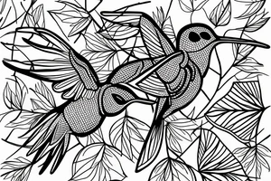 a Skeleton hummingbird on branch tattoo idea