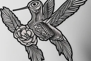 a Skeleton hummingbird on branch tattoo idea