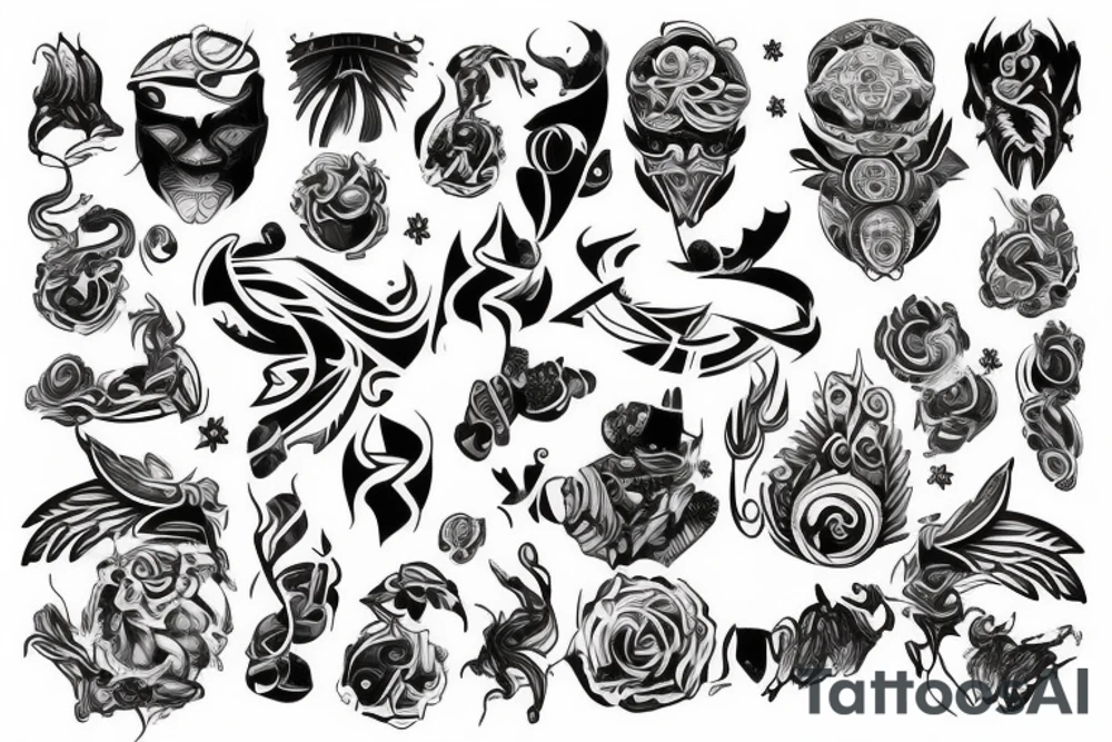 Sleeve style based on power, strength, passion and victory tattoo idea