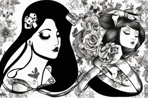 alice in wonderland naughty with ribbon in hair tattoo idea