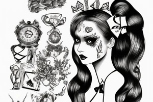 alice in wonderland naughty with ribbon in hair tattoo idea