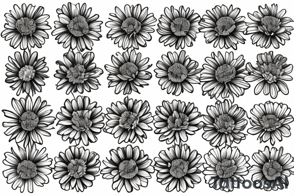A bouquet of marigold,aster and chrysanthemums tattoo idea