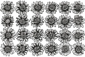 A bouquet of marigold,aster and chrysanthemums tattoo idea