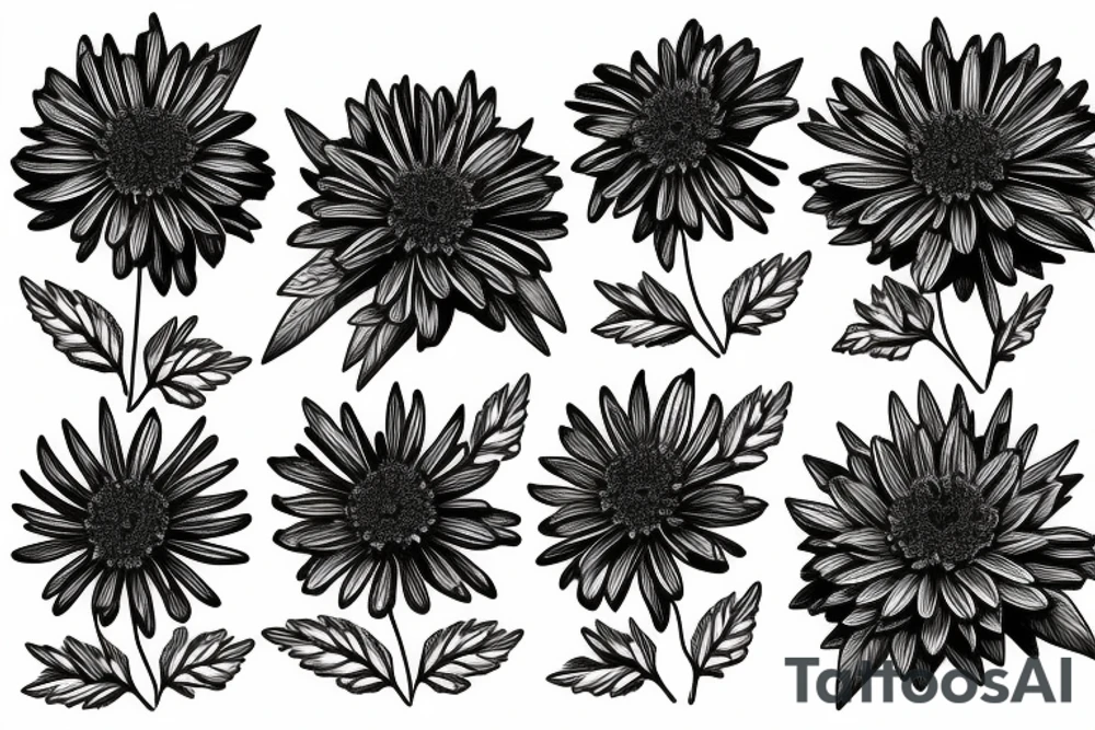 A bouquet of marigold,aster chrysanthemums tattoo idea