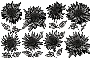 A bouquet of marigold,aster chrysanthemums tattoo idea