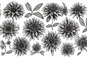A bouquet of marigold,aster chrysanthemums tattoo idea