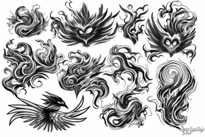 Phoenix with clouds or vortexes around tattoo idea