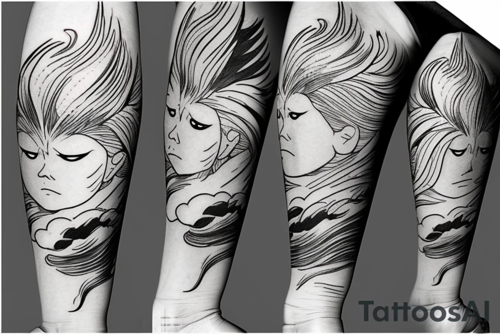 Phoenix with clouds around tattoo idea