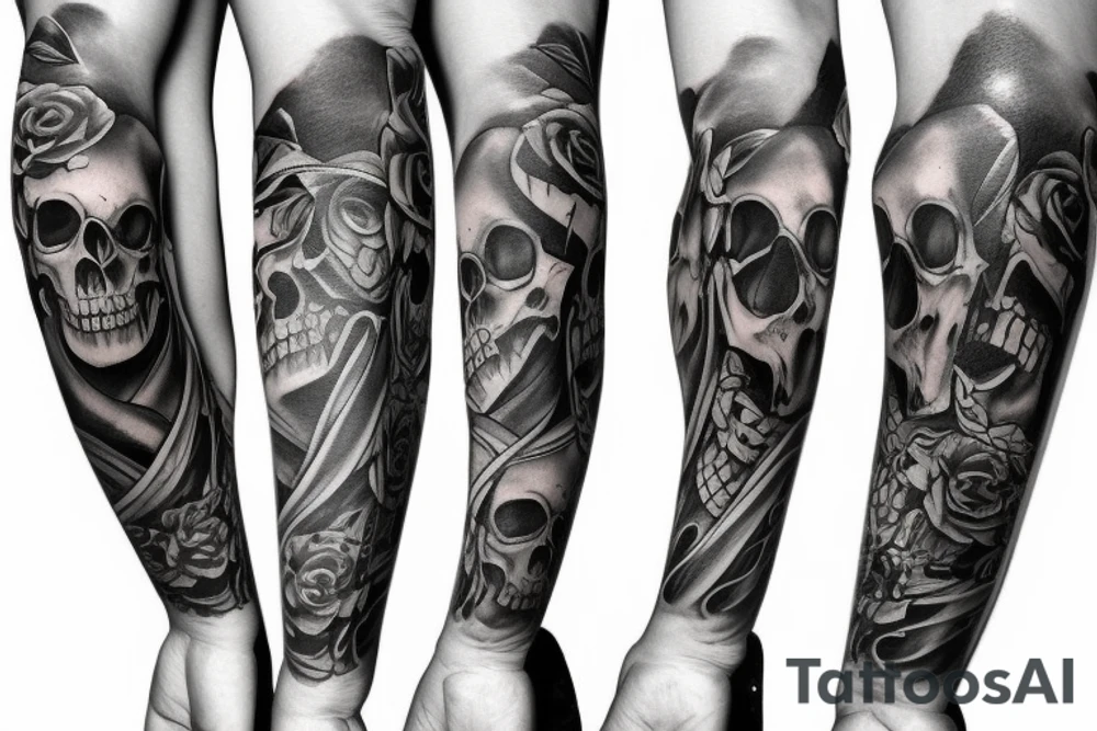 skull sleeve tattoo idea