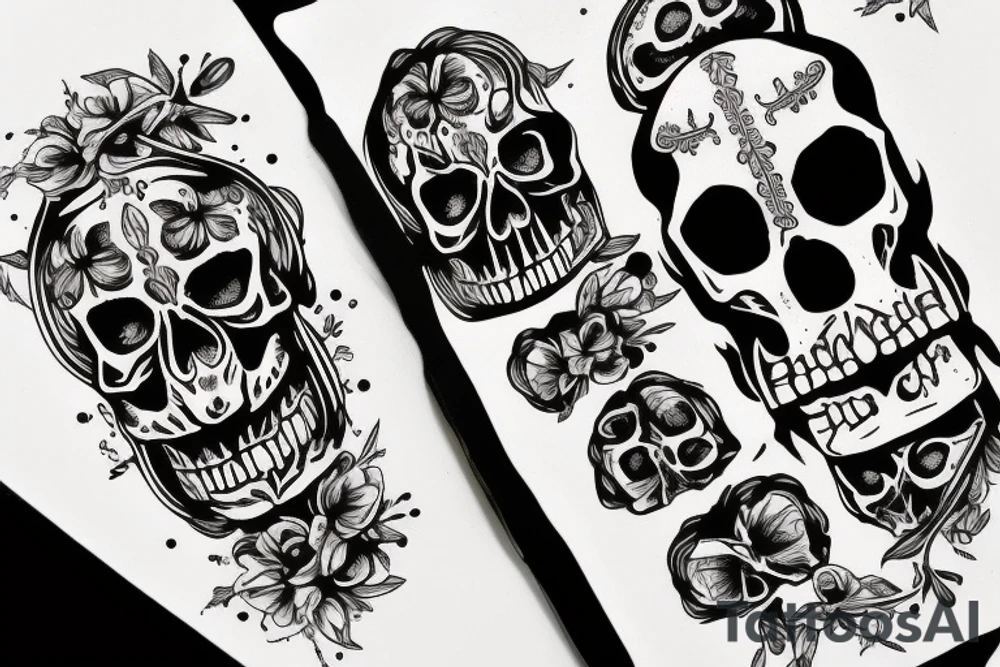 skull cards sleeve tattoo idea