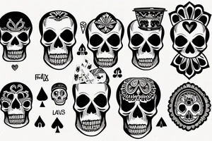 skull and cards sleeve tattoo idea