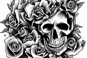 skull and cards scary full sleeve tattoo idea
