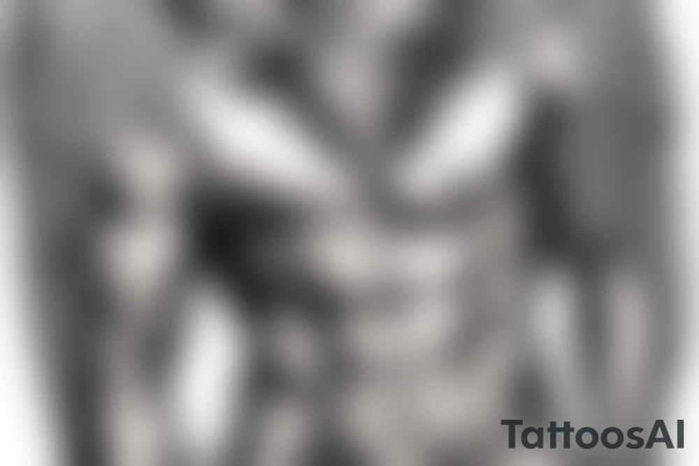 muscle male Angel with wings and sword tattoo idea