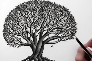 Gondor tree with a Man, a woman, a boy and a girl holding hands tattoo idea