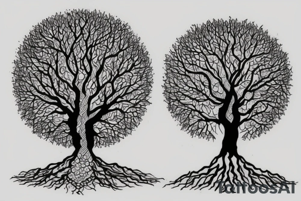 Gondor tree with a Man, a woman, a boy and a girl holding hands tattoo idea
