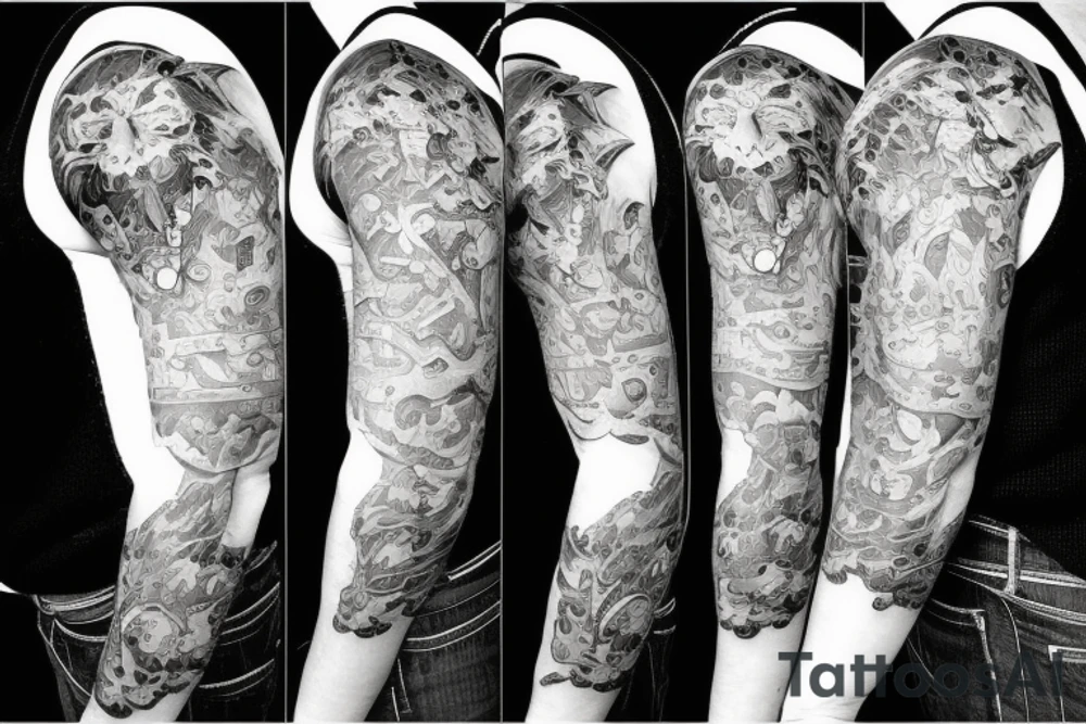 Thoughtful and depressed and a full sleeve. tattoo idea