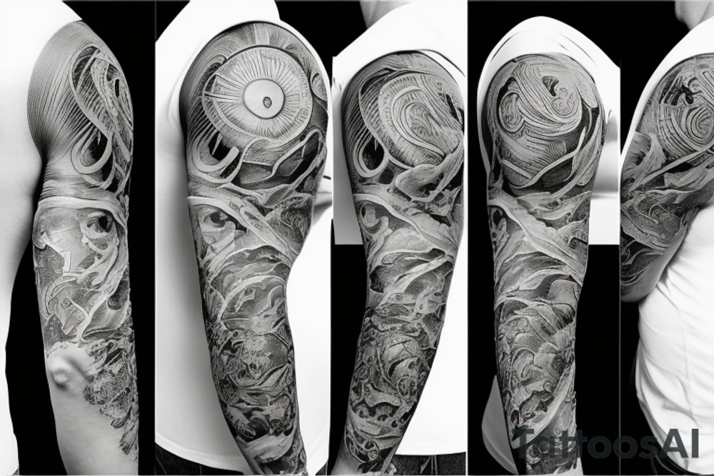 Thoughtful and depressed and a full sleeve. tattoo idea