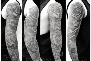 Full sleeve.
Thoughtful and depressed with musical ideas and a rose and something like a big feather or bird. tattoo idea