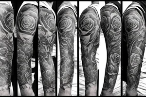 Full sleeve.
Thoughtful and depressed with musical ideas and a rose and something like a big feather or bird. tattoo idea