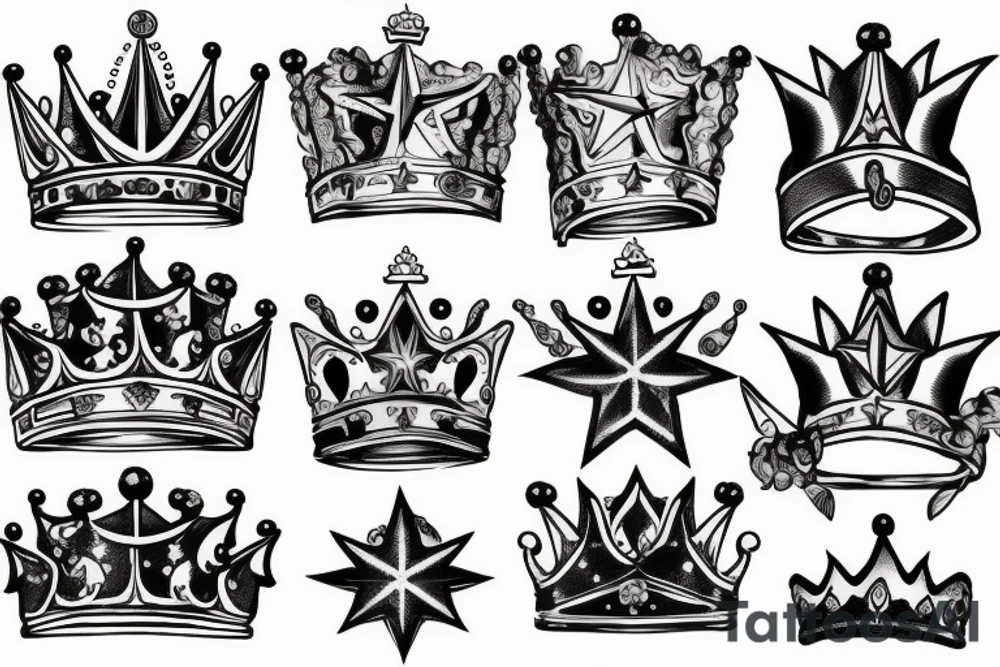 crown and star tattoo idea