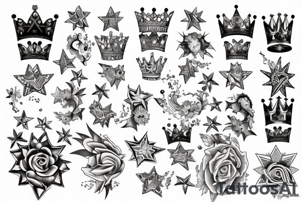 crown and star tattoo idea