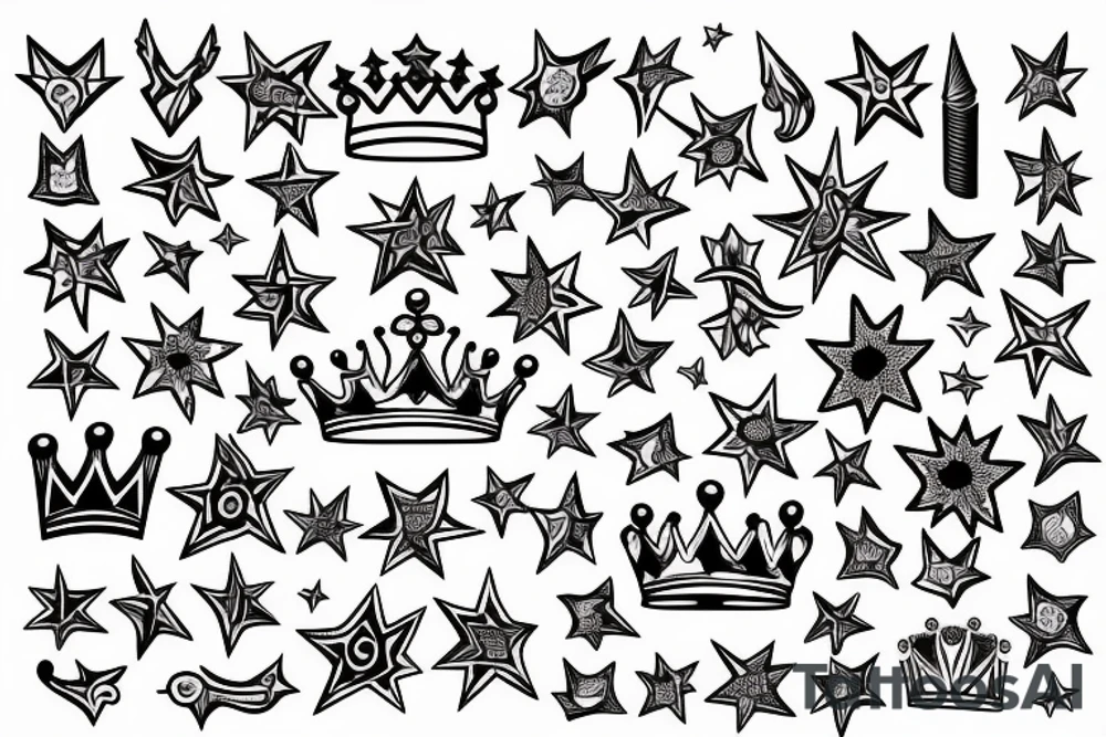 crown and star tattoo idea
