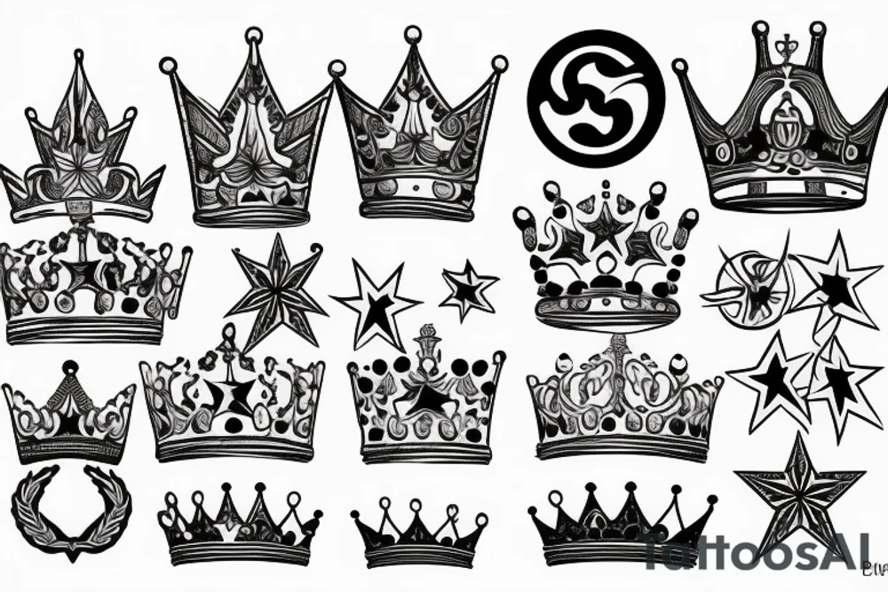 crown and star tattoo idea