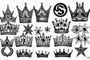 crown and star tattoo idea