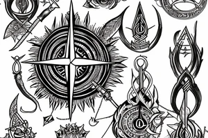 shiva trident with compass tattoo idea