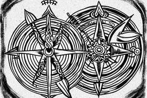 shiva trident with compass tattoo idea