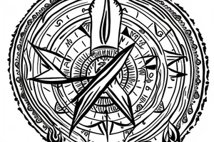 shiva trident with compass on forearm tattoo idea