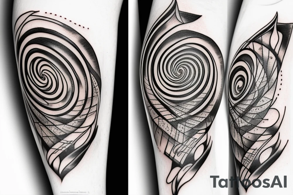 Arm tattoo, Elements of time, symbols of love, spiral staircase tattoo idea