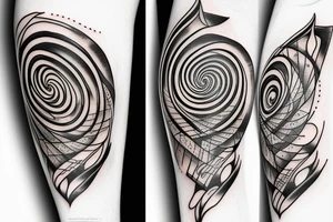 Arm tattoo, Elements of time, symbols of love, spiral staircase tattoo idea
